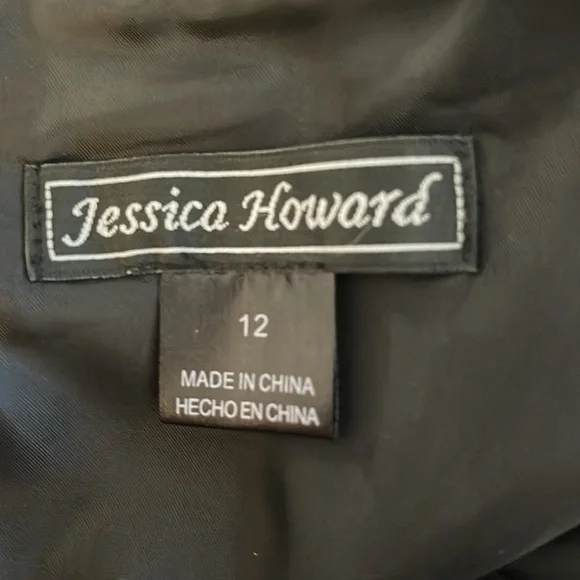 ❤️ Jessica Howard Black Satin Sleeveless Dress - Picture 4 of 7